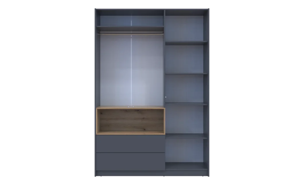 Skříň na oblečení s nikou Doros Dale Antracit/Dub Evok 3 dveře 150 × 52 × 220 (44900526)