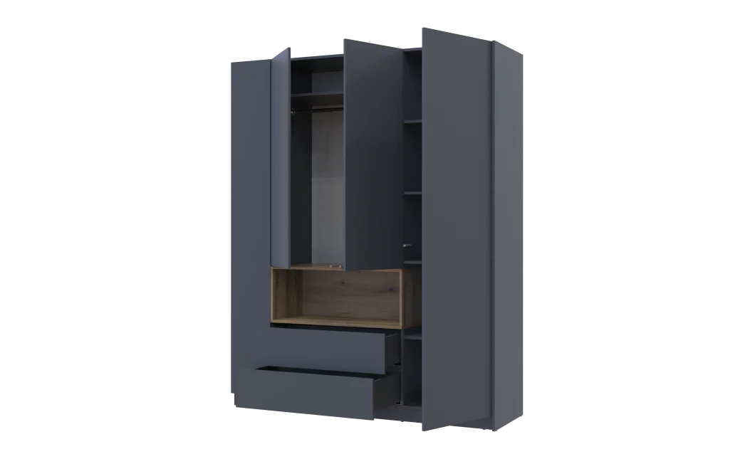 Šatní skříň s výklenkem a regálem Doros Dale Antracit/Dub Evok 3 dveře 178×52×220 (42005338)