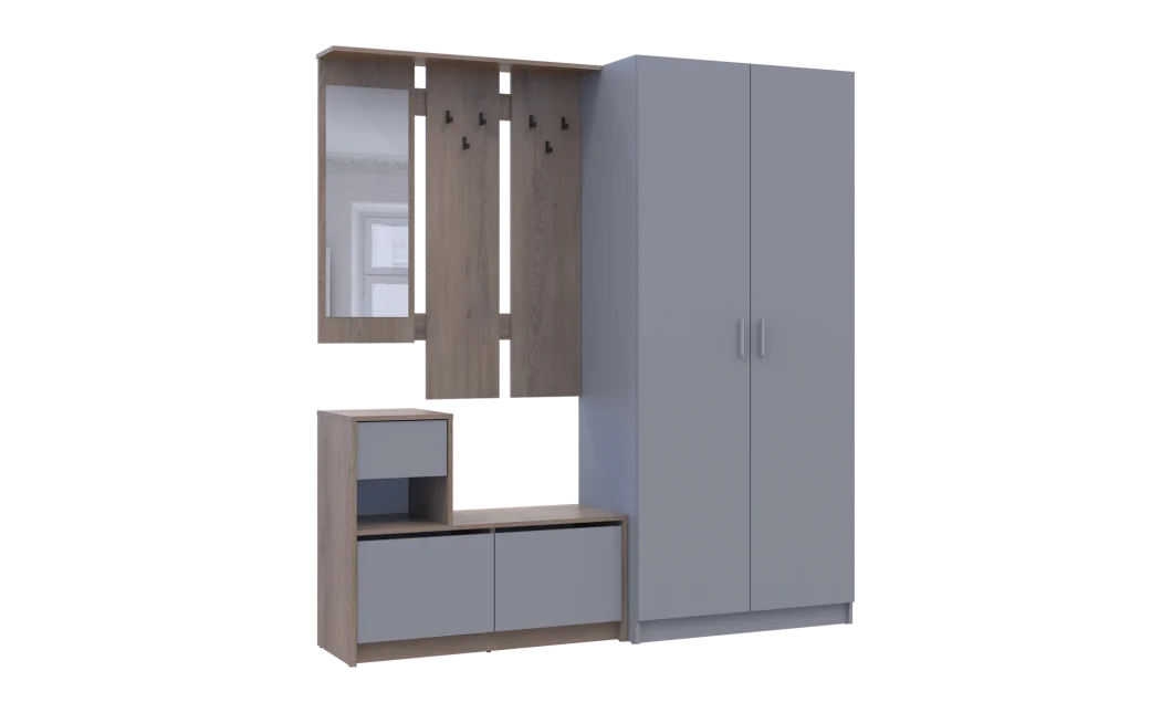 Předsíň Bela a skříň Promo Cremona Cannolo/Šedá 2 DTD 190×48×204 (42005331)