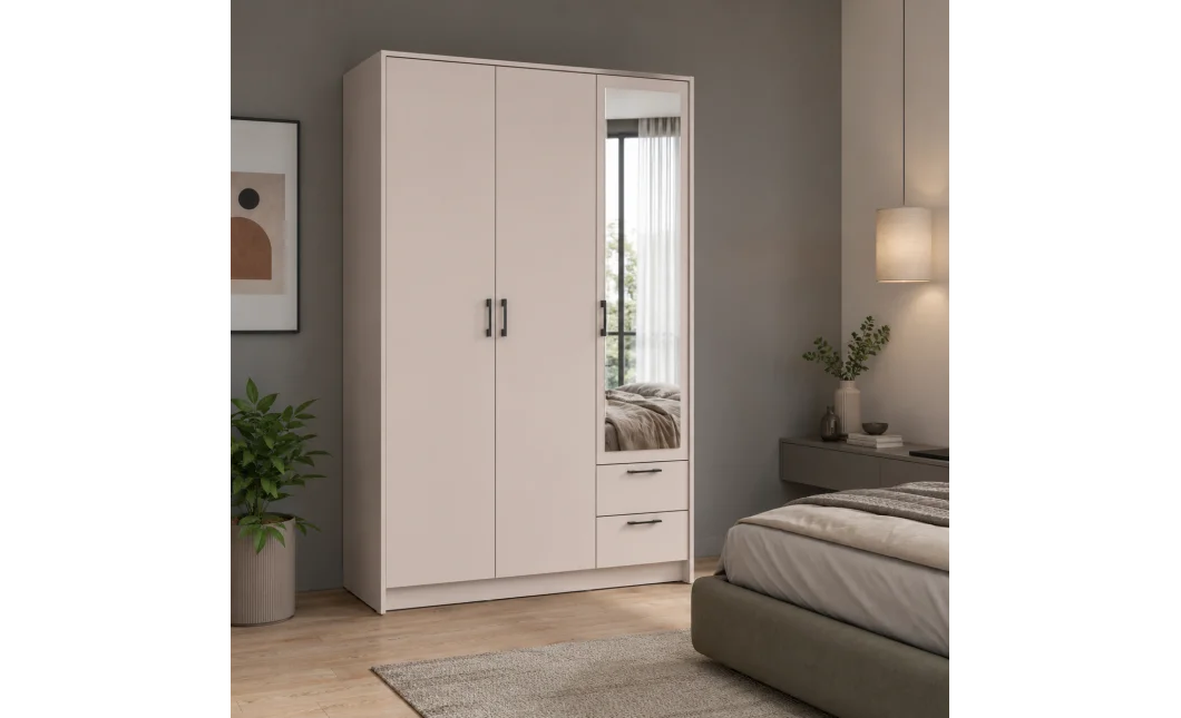 Šatní skříň Doros Rondy se zrcadlem Kašmír 3 dvere 121x52x195 (80738473)