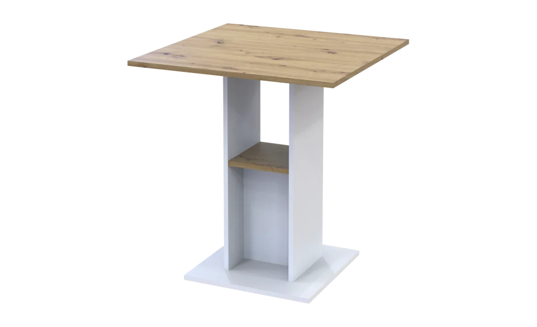 Jídelní stůl Doros Coud Bílý/Dub Artisan 70×70×74 (41510131)