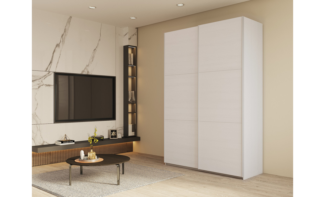 Skříň s posuvnými dveřmi Doros G-Caiser Bílá / Bílá 2 DTD / 3 části 180x60x240 (42002108)