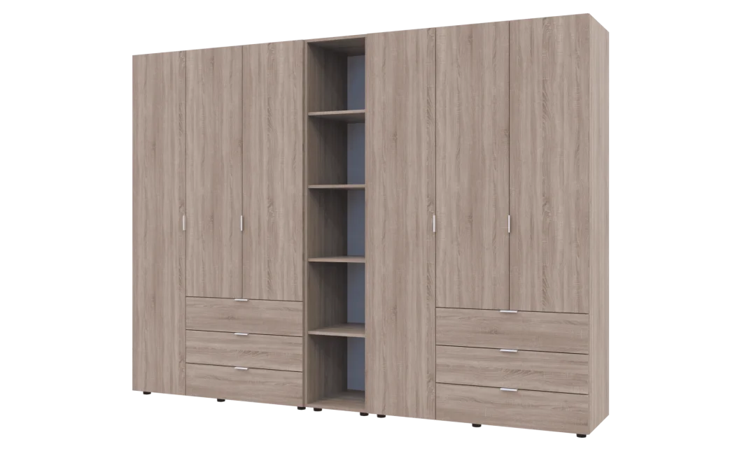 Set Doros Gelar s regálem Dub Sonoma 3+3 dveře 270,6×49,5×203,4 (42005052)