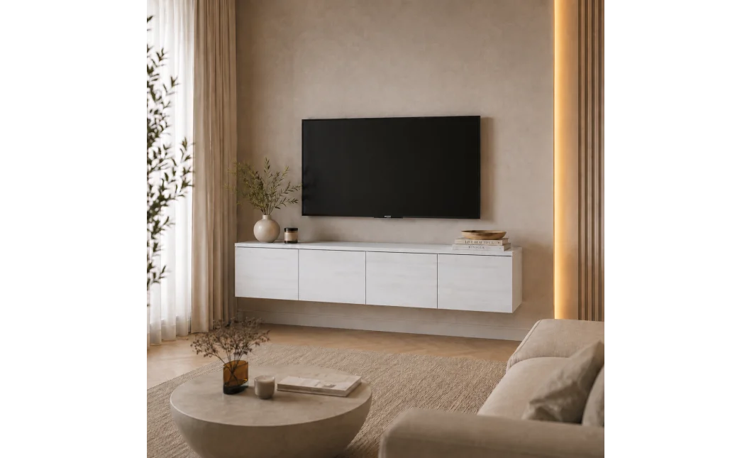 TV stolek Doros Levia Bílé dřevo 4 dveře 160x35x33 (41516117)