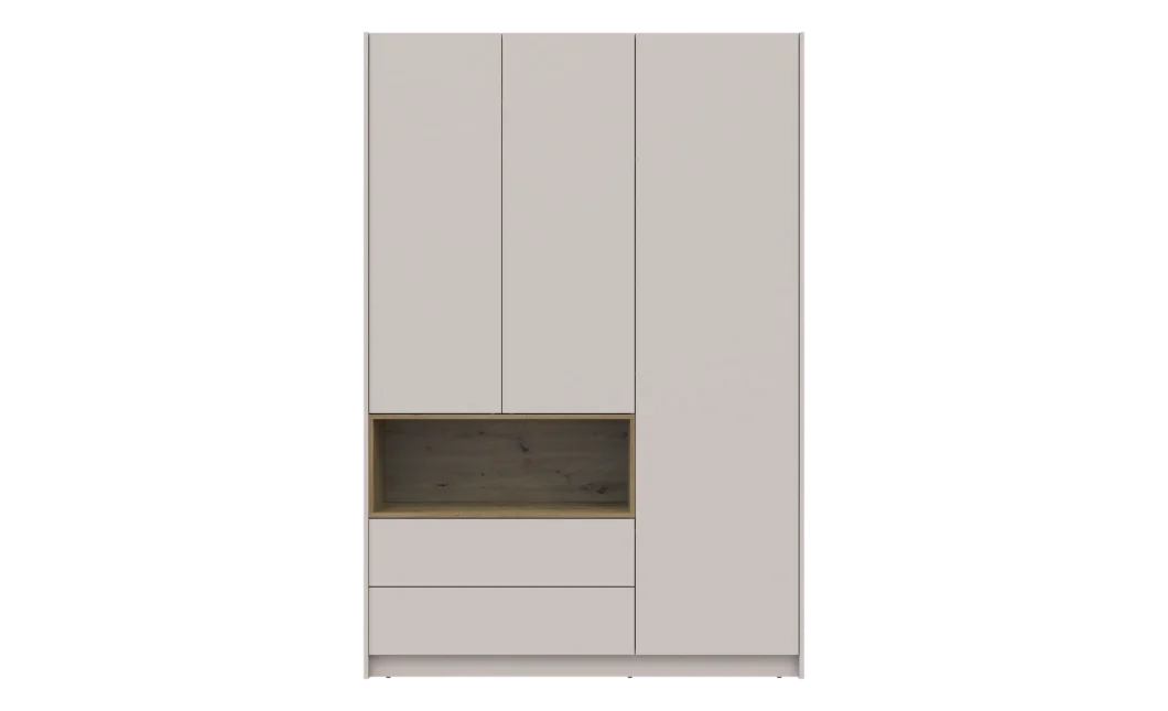 Skříň na oblečení s nikou Doros Dale Kašmír/Dub Artisan 3 dveře 150 × 52 × 220 (80737726)
