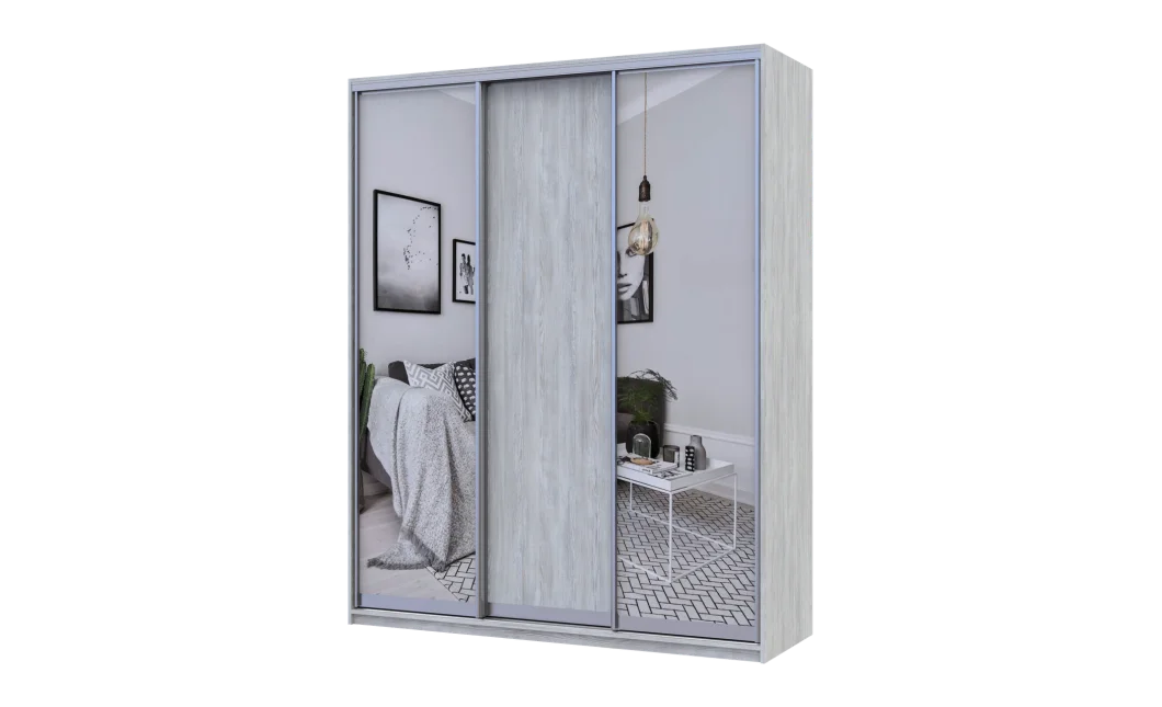 Šatní skříň Doros City Light Borovice Natti 1 DTD / 2 zrcadla 180×60×225 (80736520)
