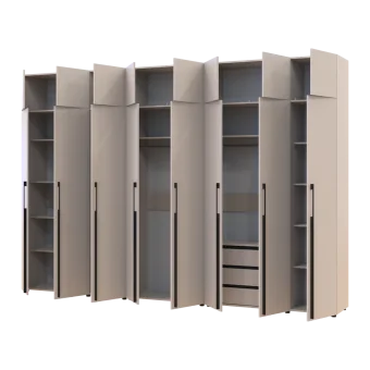Kleiderschrank mit Schubladen, Regalen und Aufsatzschrank Doros Kasper Kaschmir 3+2+3 LTD 360 × 50 × 245 cm (42005744)
