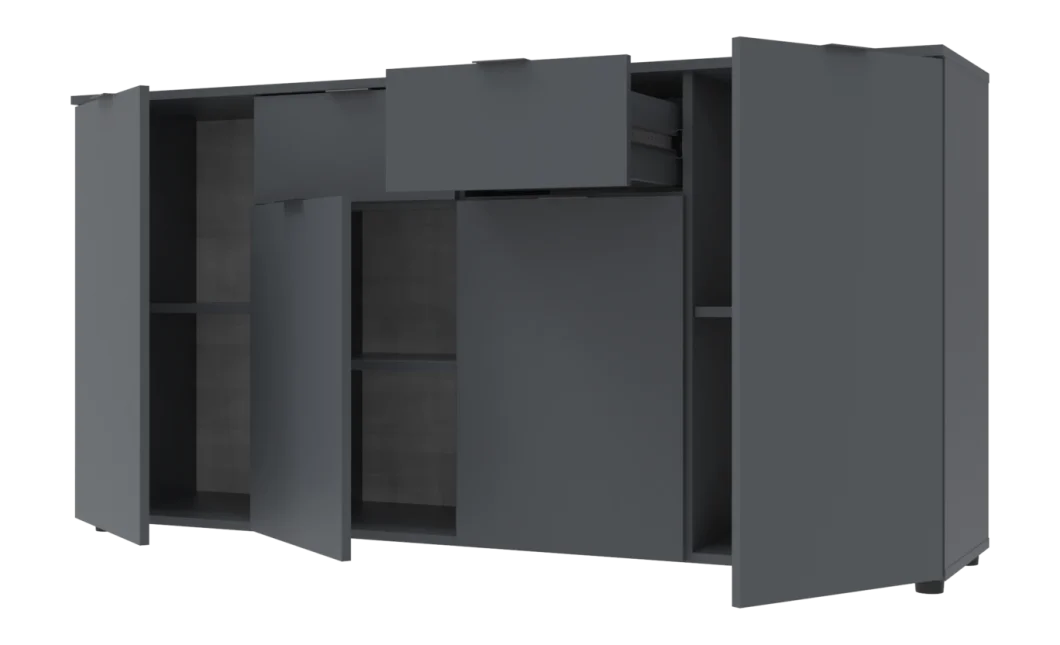 Komoda Doros Ron 7 Grafit 4 dveře 2 zásuvky 160 × 38 × 81 (44900236)