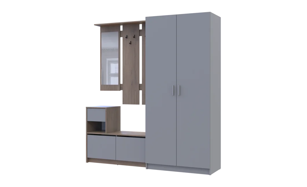 Předsíň Bela a skříň Promo Cremona Cannolo/Šedá 2 DTD 190×48×204 (42005331)