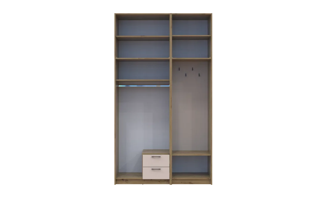 Šatní skříň Doros Rondi s věšákem a vysokým nástavcem Dub Artisan / Kašmír, 2 dvere 142×52×260 (42005276)
