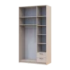 Šatní skříň Doros Rondy se zrcadlem a nadstavcem Kašmír 3 dvere 121x52x236 (80738475)