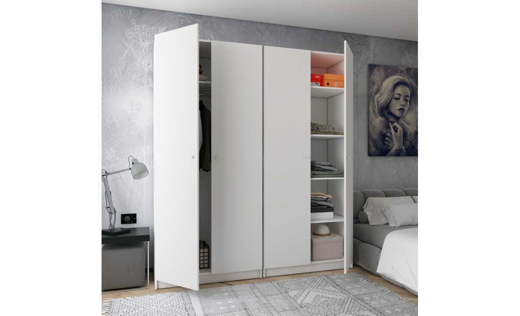 Set Doros Promo s policemi Bílá 2+2 dveře 180×48×204 (44900288)