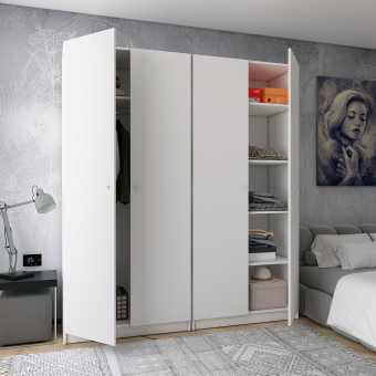 Set Doros Promo s policemi Bílá 2+2 dveře 180×48×204 (44900288)
