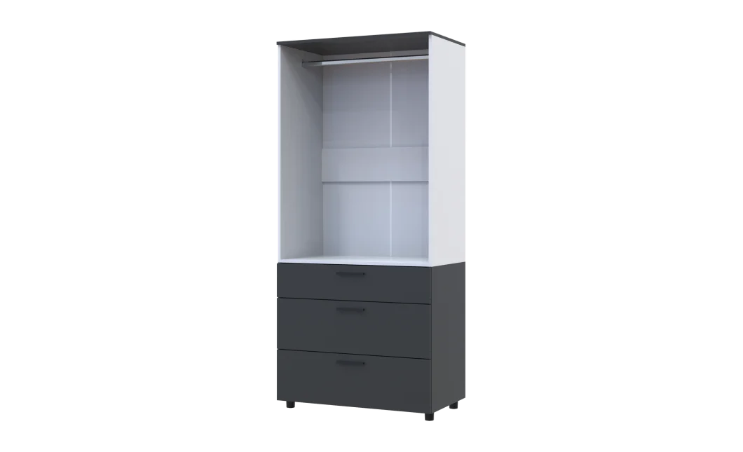 Skříň na oblečení Doros Thorn Antracit/Bílá 2 DTD/3Š tyč 90х51.6х200 (44900469)