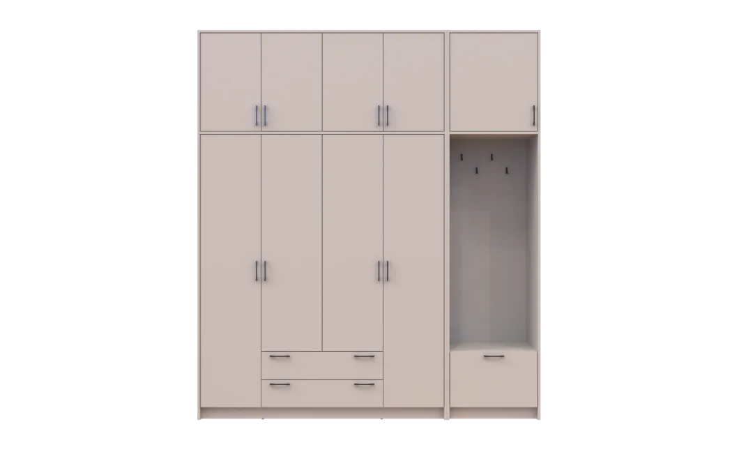 Šatní skříň Doros Rondi s věšákem a vysokým nástavcem Kašmír 4 dvere 220x52x260 (42005399)