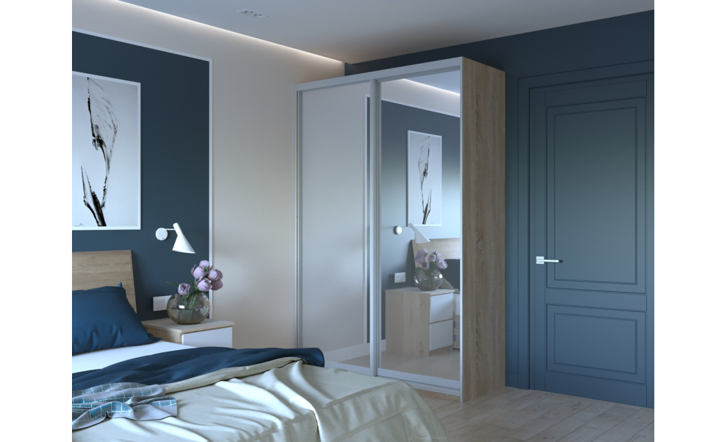 Šatní skříň Doros City Light Dub Sonoma 2 zrcadla 150×60×225 (44900073)