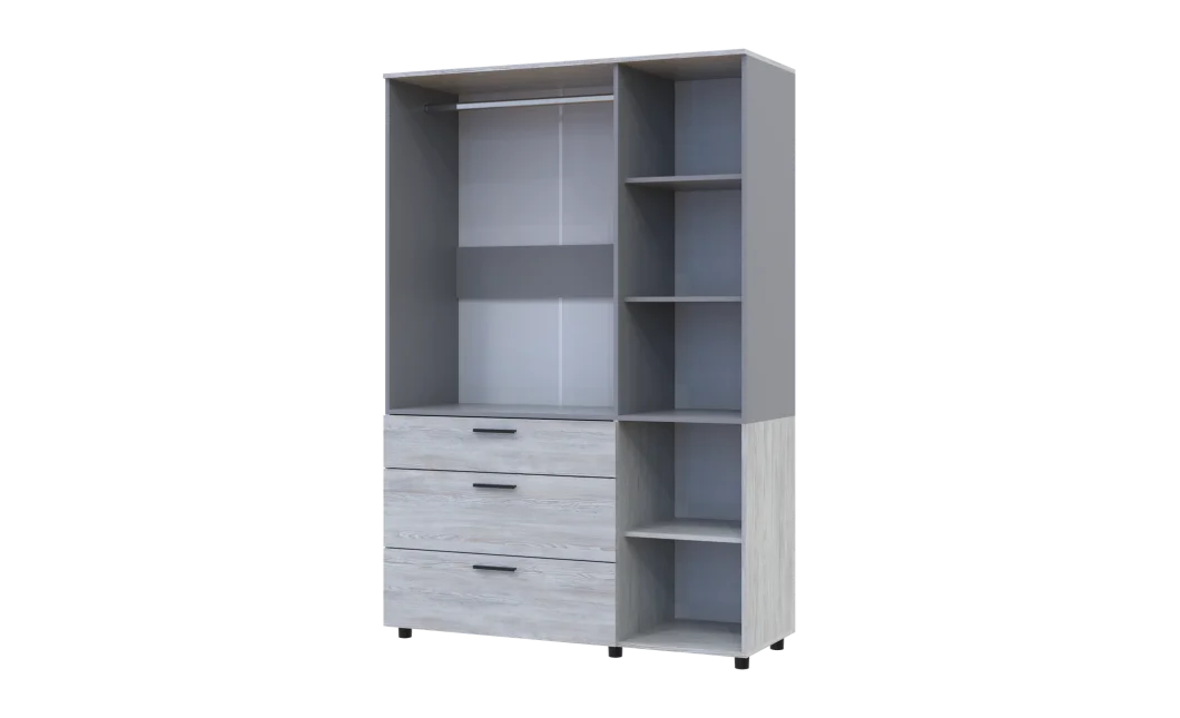 Skříň na oblečení Doros Thorn Borovice Natti/Šedá 3 DTD/3Š tyč 135х51.6х200 (44900513)