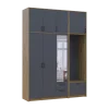 Šatní skříň Doros Rondi s věšákem, zrcadlem a vysokým nástavcem Dub Artisan / Grafit, 3 dvere 181×52×260 (42005291)