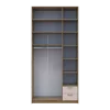 Šatní skříň Doros Rondy s vysokou antresolou a zrcadlem Dub Artisan/Kašmír 3 dvere 121×52×260 (42005196)