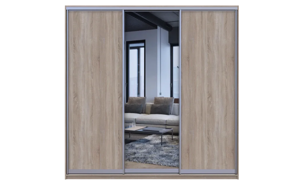 Šatní skříň Doros City Light Dub Sonoma 2 DTD / 1 zrcadlo 225×60×225 (42002135)
