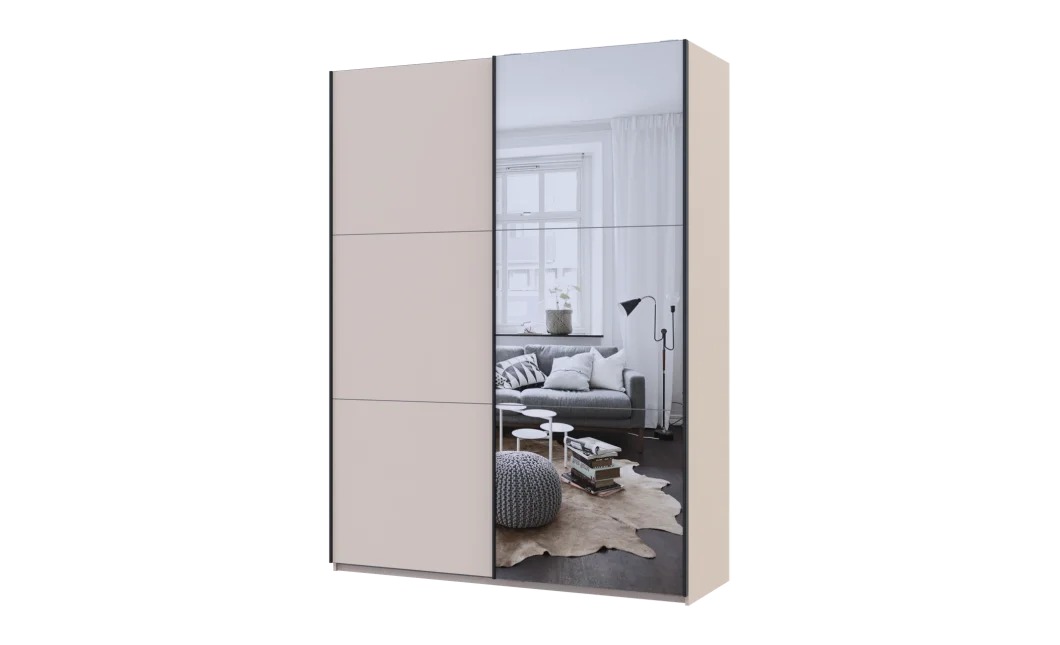Šatní skříň s posuvnými dveřmi Doros G-Caiser Kašmír / Kašmír 1 DTD / 1 zrcadlo / 3 části 180x60x240 (42005321)