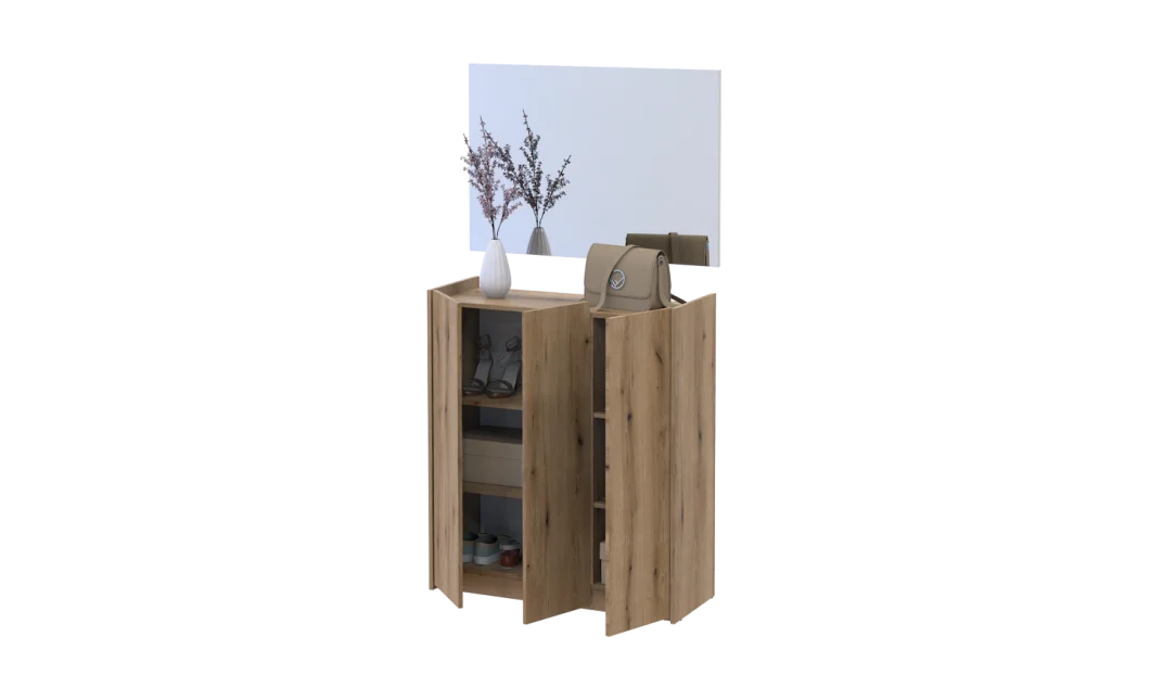 Botník se zrcadlem Doros Kassel Dub Evok 3 DTD 97×40×110 (42005500)