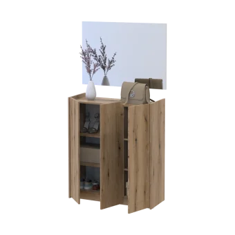 Botník se zrcadlem Doros Kassel Dub Evok 3 DTD 97×40×110 (42005500)