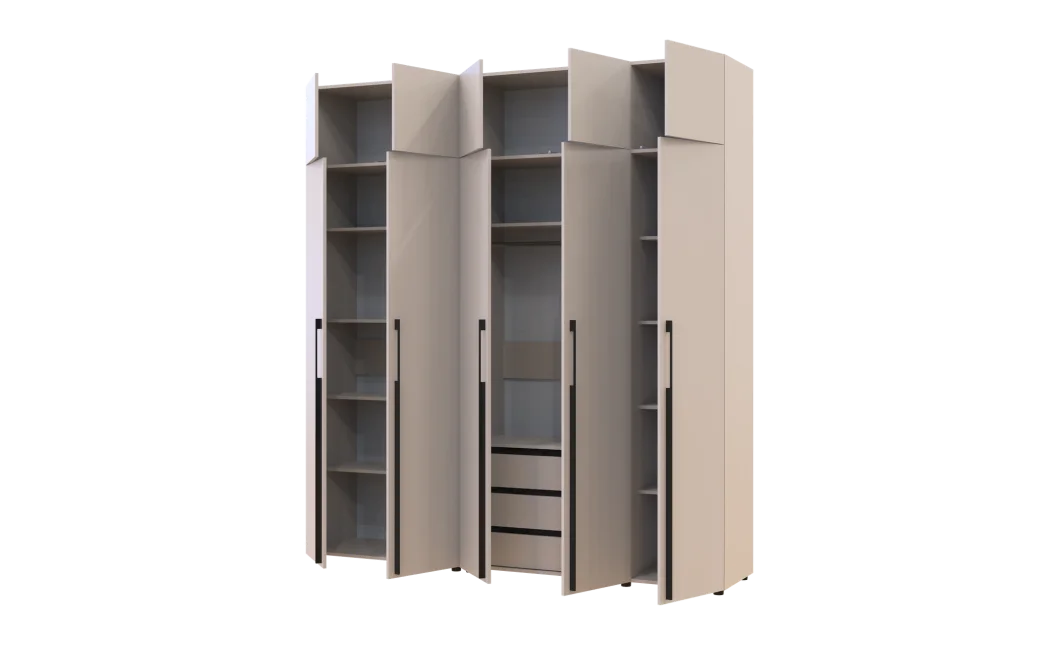 Kleiderschrank mit Schubladen, Regalen und Aufsatzschrank Doros Kasper Kaschmir 2+3 LTD 225 × 50 × 245 cm (42005556)