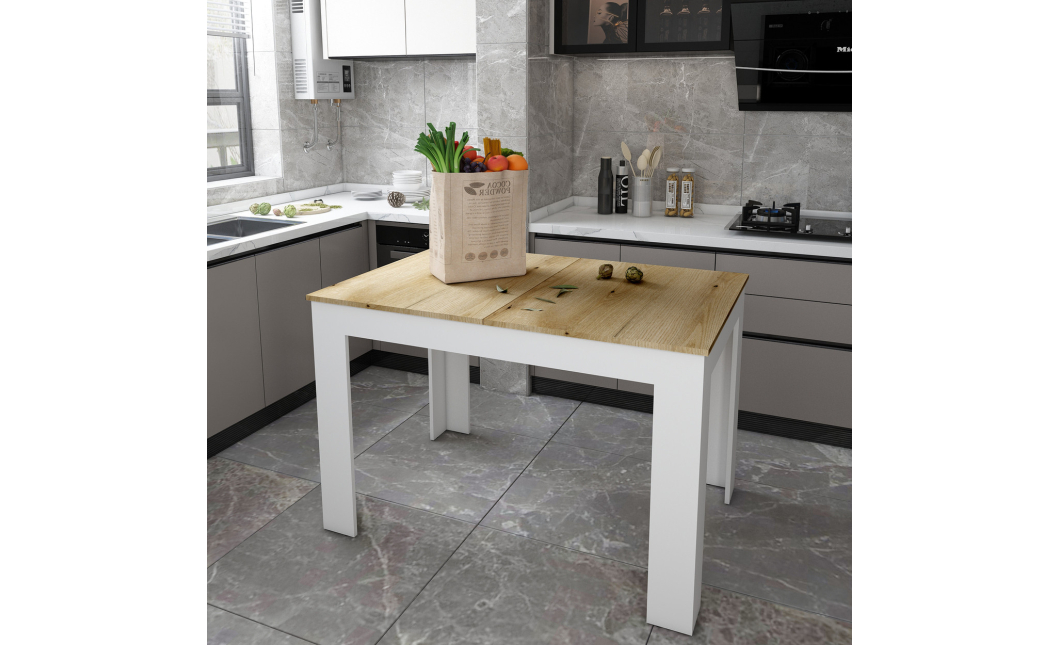 Jídelní stůl Doros Flint Bílý/Dub Artisan 120/170x80x78 (41510130)