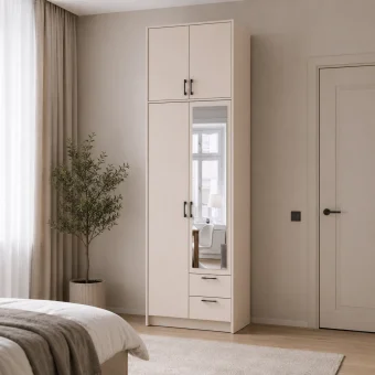 Šatní skříň Doros Rondy s s vysokým nástavcem  a zrcadlem Kašmír 2 dvere 82x52x260 (80738483)