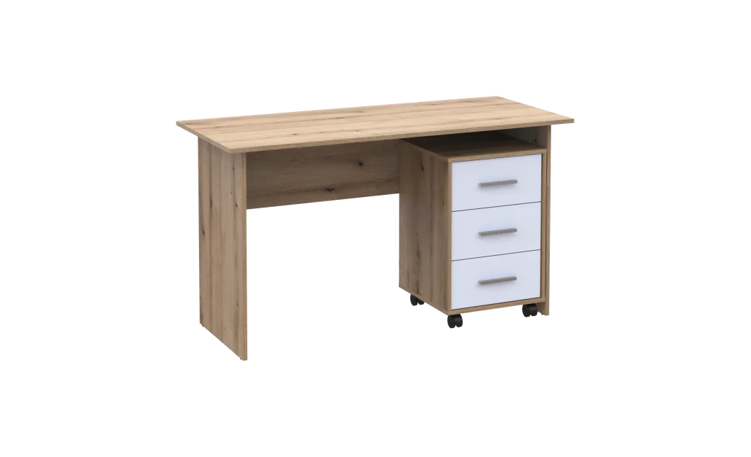 Kancelářský stůl Doros T3 Dub Evok/Bílý Dřevo 120 × 68 × 78 (41901064)
