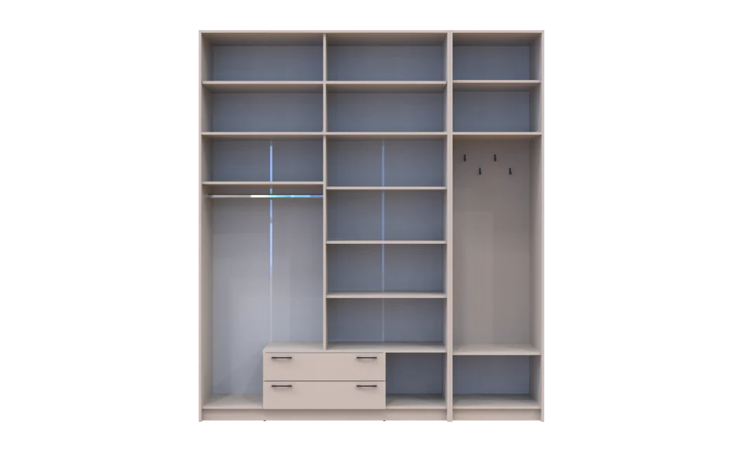 Šatní skříň Doros Rondi s věšákem, zrcadlem a vysokým nástavcem Kašmír 4 dvere 220x52x260 (42005408)