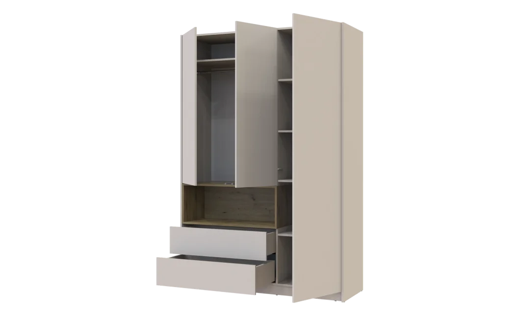 Skříň na oblečení s nikou Doros Dale Kašmír/Dub Artisan 3 dveře 150 × 52 × 220 (80737726)