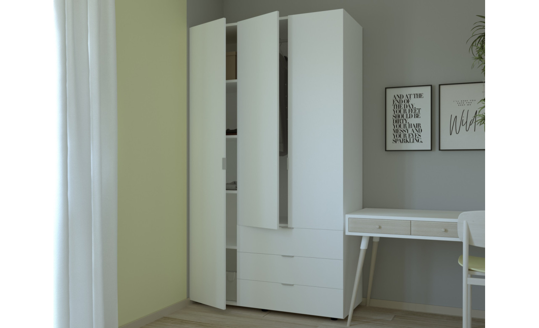 Šatní skříň Doros Gelar Bílá 3 DTD 116,2x49,5x203,4 (80397641)