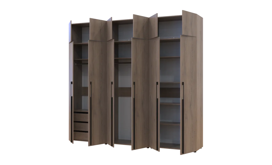 Kleiderschrank mit Schubladen, Regalen und Aufsatzschrank Doros Kasper Cremona Cannolo 2+2+2 LTD 270 × 50 × 245 cm (42005733)