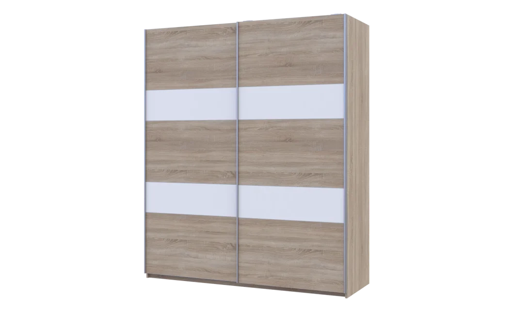 Skříň s posuvnými dveřmi Doros L-Caiser Dub Sonoma vložky Bílá 2 DTD 180x60x213 (65789455)