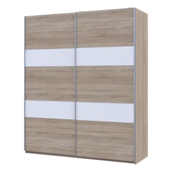Skříň s posuvnými dveřmi Doros L-Caiser Dub Sonoma vložky Bílá 2 DTD 180x60x213 (65789455)