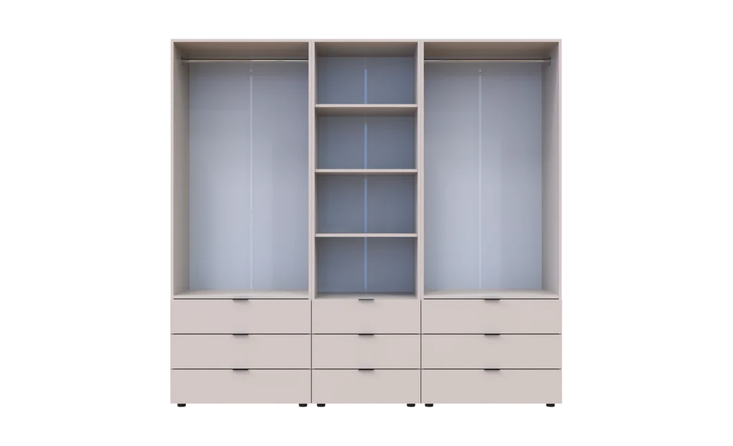 Šatní skříň Doros Gelar Kašmír 2+2 dveře s regálem 215×49,5×203,4 (42005177)