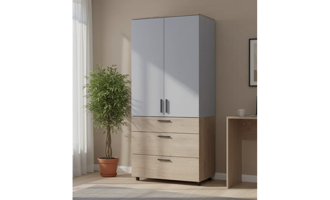 Skříň na oblečení Doros Thorn Cremona Cannolo/Šedá 2 DTD/3Š tyč 90х51.6х200 (44900457)