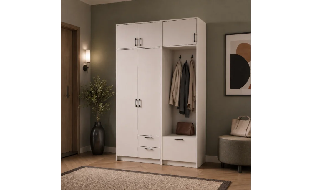 Šatní skříň Doros Rondi s věšákem a nástavcem Kašmír 2 dvere 142x52x236 (42005394)