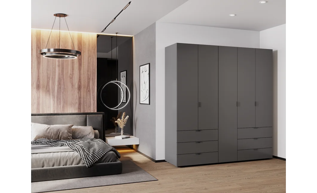 Šatní skříň na oblečení Doros Gelar set Grafit 2+3 dveře 193,7×49,5×203,4 (42002132)