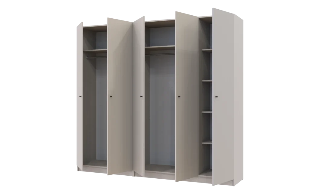 Skříň na oblečení set Promo Kašmír 2+3 dveře 225×48×204 (80737673)