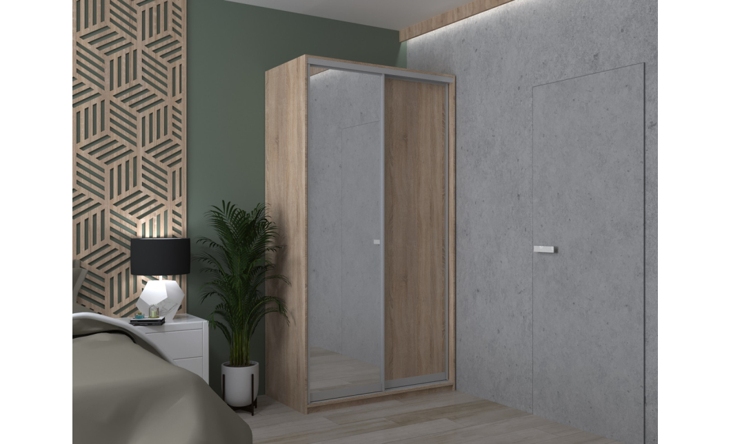 Šatní skříň Doros City Light Dub Sonoma 1 DTD / 1 zrcadlo 120×60×225 (42002035)