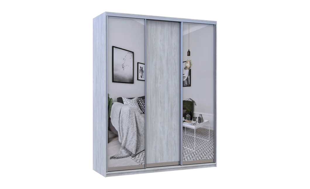 Šatní skříň Doros City Light Borovice Natti 1 DTD / 2 zrcadla 180×60×225 (80736520)