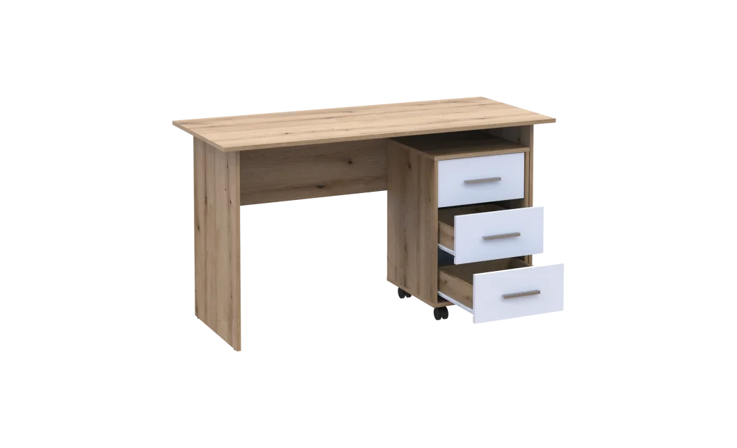 Kancelářský stůl Doros T3 Dub Evok/Bílý Dřevo 120 × 68 × 78 (41901064)