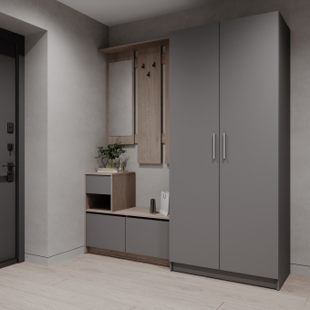 Předsíň Bela a skříň Promo Cremona Cannolo/Šedá 2 DTD 190×48×204 (42005331)