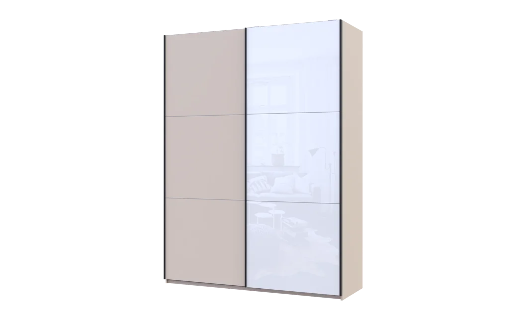 Šatní skříň s posuvnými dveřmi Doros G-Caiser Kašmír / Bílá 1 DTD / 1 sklo / 3 části 180x60x240 (42005322)