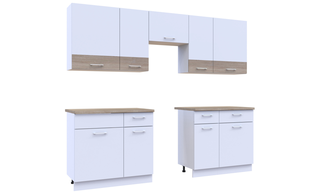 Kuchyně Lea Doros 2,6 m Bílá/Dub Sonoma DTD 260×60×250 (81000009)