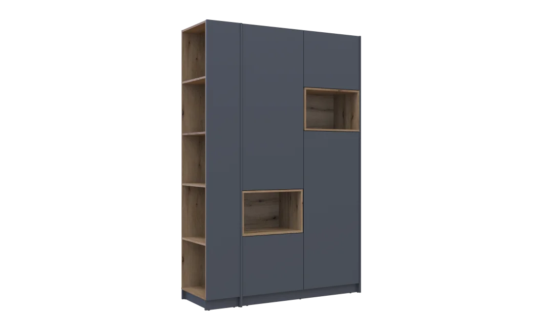 Šatní skříň s výklenkem a regálem Doros Dale Antracit/Dub Evok 2 dveře 143,2×52×220 (42005337)
