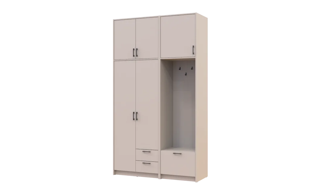 Šatní skříň Doros Rondi s věšákem a vysokým nástavcem Kašmír 2 dvere 142x52x260 (42005397)